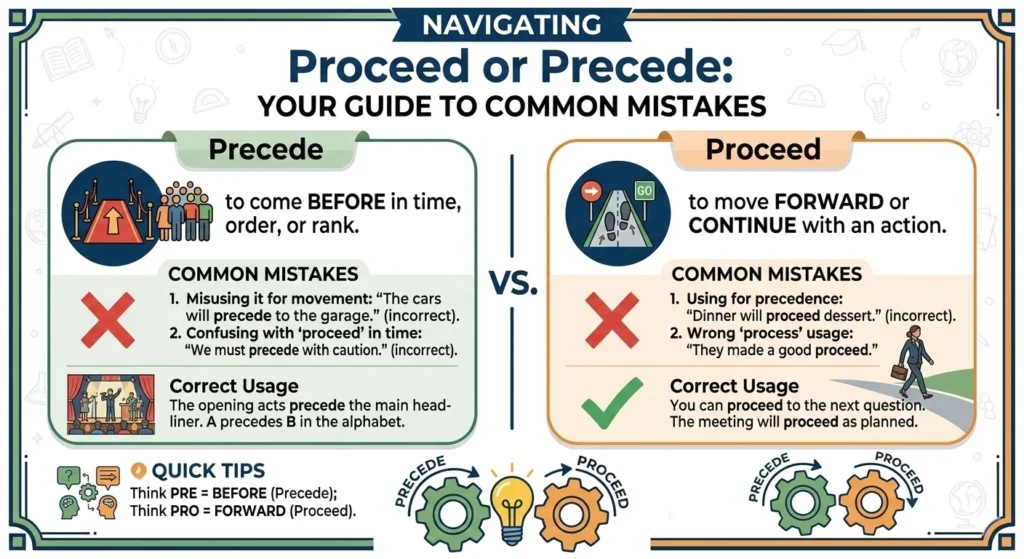 proceed or precede