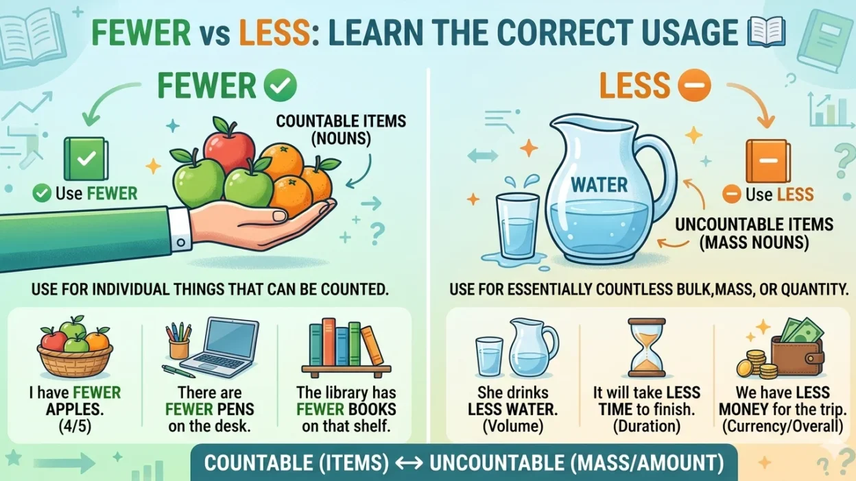 fewer vs less