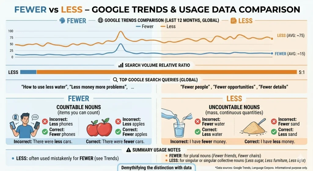 fewer vs less